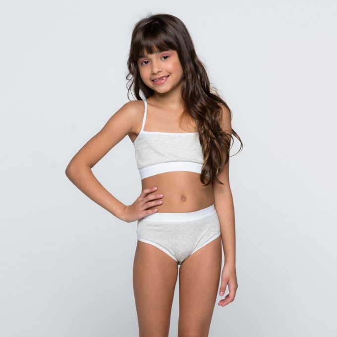 Calcinha Infantil Mescla Modelo Tanga Feminina Meninas