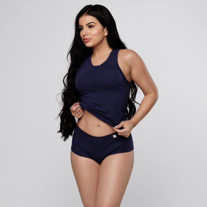 Cueca feminina em algodão liso pala lateral